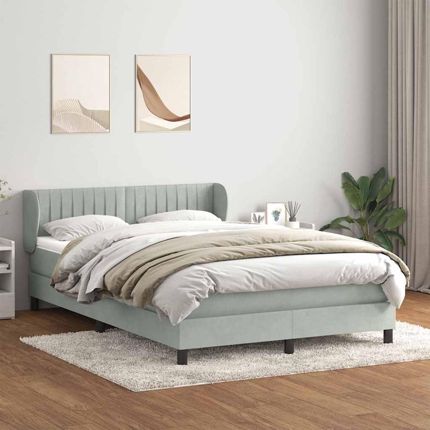 Boxspringbed Pocketvering Matras Lichtgrijs 160x220 cm