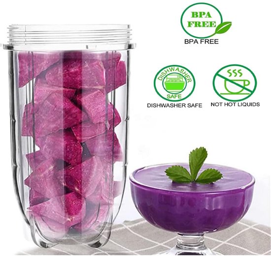 Beker Vervangend 3 Stuks - 16 oz - Met Deksel - Compatibel met Magic Bullet - Blender - Juicer - Mixbeker — afbeelding 4
