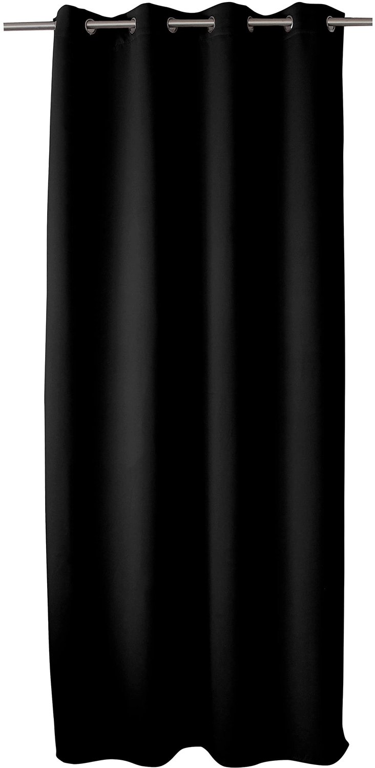 Blackout Gordijn met Zilveren Oogjes - Zwart 140 x 240 cm