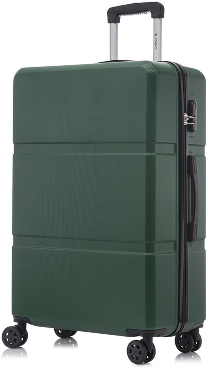 YONSLY Handbagage Koffer - 76 x 49 x 29 cm - 98 L - Cijferslot - 360° Draaibare Wielen - Grote Trolley - Donkergroen