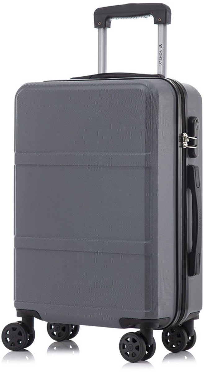 YONSLY Handbagage Koffer - 55cm - 40 L - Cijferslot- 360° Draaibare Wielen - Grijs