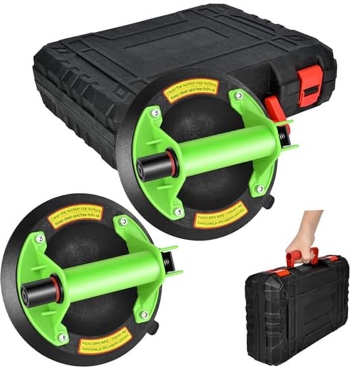 Zware zuignappen - voor glas en tegels | 8-Inch Vacuum Lifter - met verstelbare handgreep | Tot 180 kg draagvermogen | Duurzame Suction Cup Tool