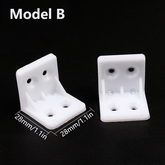 Hoeksteunen voor Meubels, Plastic Hoekbeugels voor Planken en Reparatie, 90 Graden Beugels voor Stevige Bevestiging (10 stuks, 28x28mm) — afbeelding 5