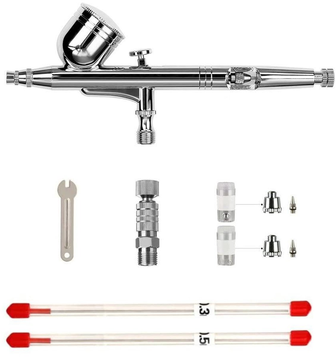 Dual-Action Gravity Feed Airbrush met Verfset en Snelle Aansluiting