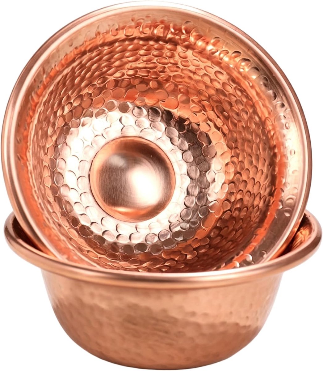 2 stuks koperen kom met de hand gehamerde gebedskom, veelzijdige 7cm diameter voor boeddhistische rituelen en woondecoratie