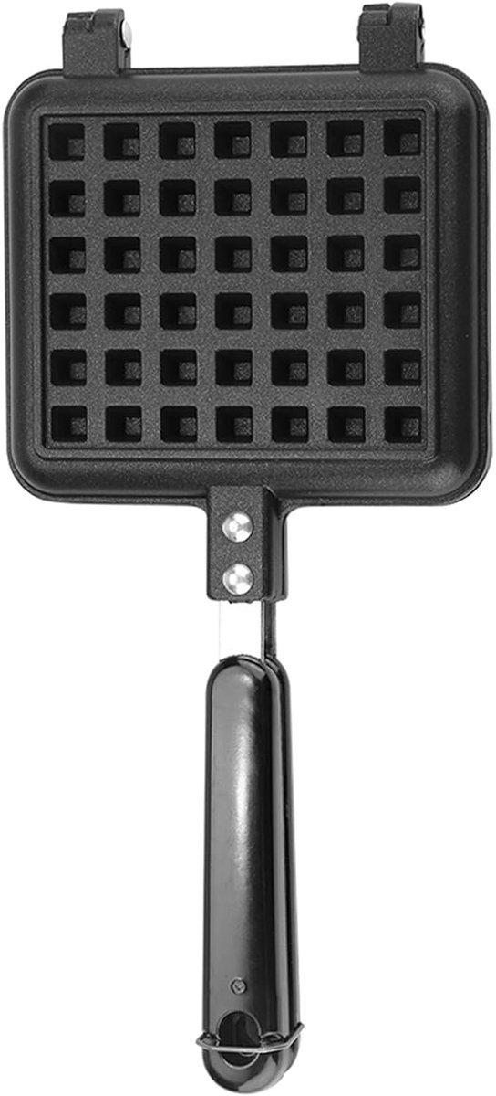 Gasfornuis met Antiaanbaklaag voor Wafelijzers voor Heerlijke Zelfgemaakte Wafels - 12,40 X 5,51 Inch Zwarte Aluminiumlegering - Ideaal Wafelbakgereedschap