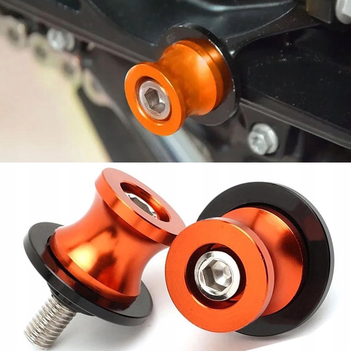 Oranje Motor Bobbins 6mm Swingarm Sliders - 2 Stuks