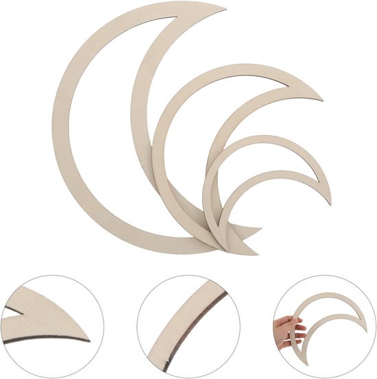 18 Stuks DIY Craft Rings woondecoratie Moon Dreamcatcher Beige — afbeelding 2