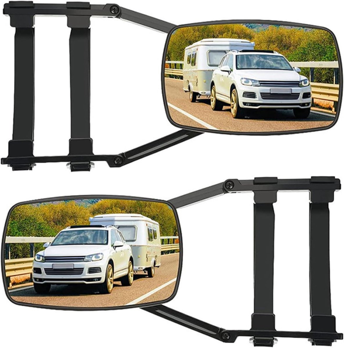 2 stuks caravanspiegel, autosleepspiegel, 360 graden rotatie, buitenspiegel, verlengde achteruitkijkspiegel voor de meeste auto's, vrachtwagens, SUV's, caravans, trailers