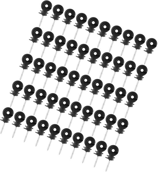 50 Stuks Zwarte Schroef-in-ringisolatoren Schrikdraad Houten Paalaccessoires — afbeelding 2