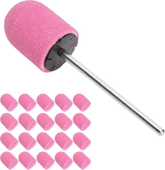 Lyrlody Nagelschuurband, Boor Nail Art Polijsten Schuurdop Set met Fijn Schuurpapier voor Glas Kunststof Metaal Steen Keramische Tegels 10x15mm (PINK) — afbeelding 2