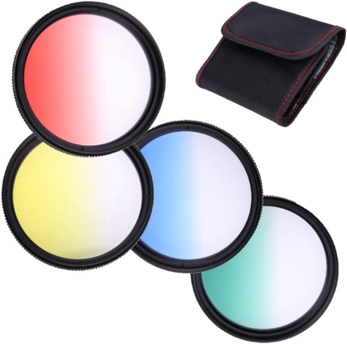 Afgestudeerde Kleurfilters 49mm Rood Geel Blauw Groen Afgestudeerd Filters Set Voor Canon EOS R50 Spiegelloze Camera met Canon RF-S 18-45mm f/4.5-6.3 IS STM Lens