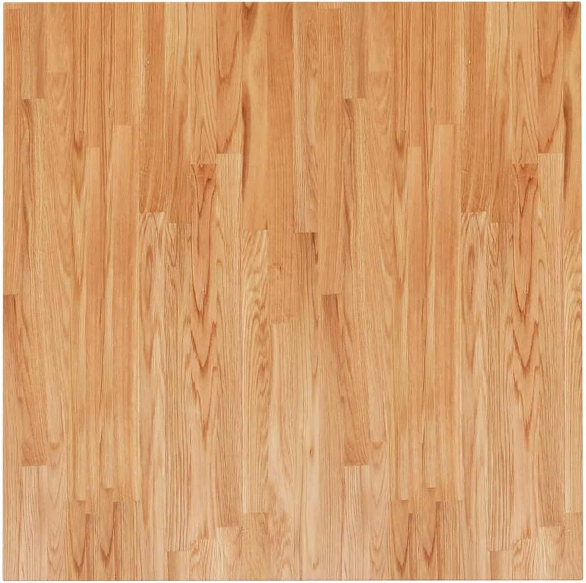 Tafelblad, vierkant, van eikenhout, lichtbruin, 90 x 90 x 2,5 cm, tafelblad voor keuken, eettafel, bartafel, tafelblad van hout, vierkant tafelblad voor planken