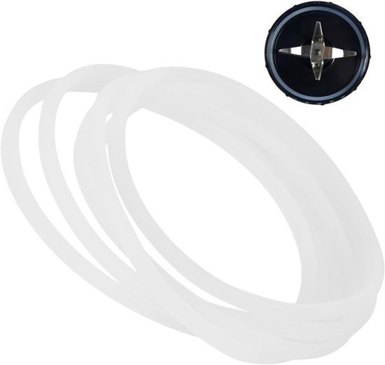 6-delige set afdichtringen - voor keukenmachine - Reserveonderdelen van wit rubber - flexibele O-ring — afbeelding 3