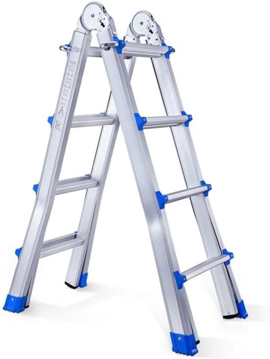 Telescopische ladder - Telescopische vouwladder - Werkhoogte - Aluminium - voor particulier en professioneel gebruik - Telescopische vouwladder - Max. belasting 150 kg