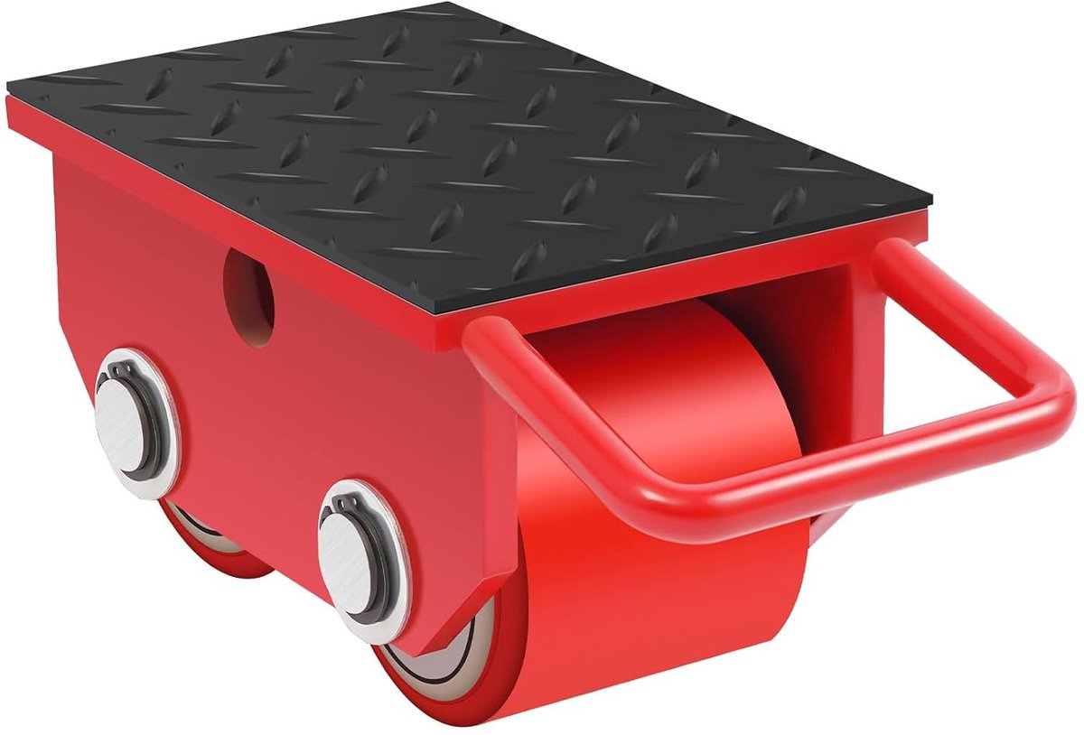 Zware belastingroller, transportwielen, industriële scooter, pantserwielen, 2,5 t, 2500 kg, voor palletmeubelen, verplaatsen van meubels (rood)