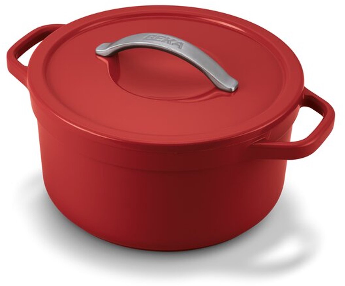 Beka Plume Braadpan - Ø 24 cm - Stoofpot - Gerecycleerd gietaluminium - Extra lichtgewicht - PFAS-vrij - 4,5 L - Rood