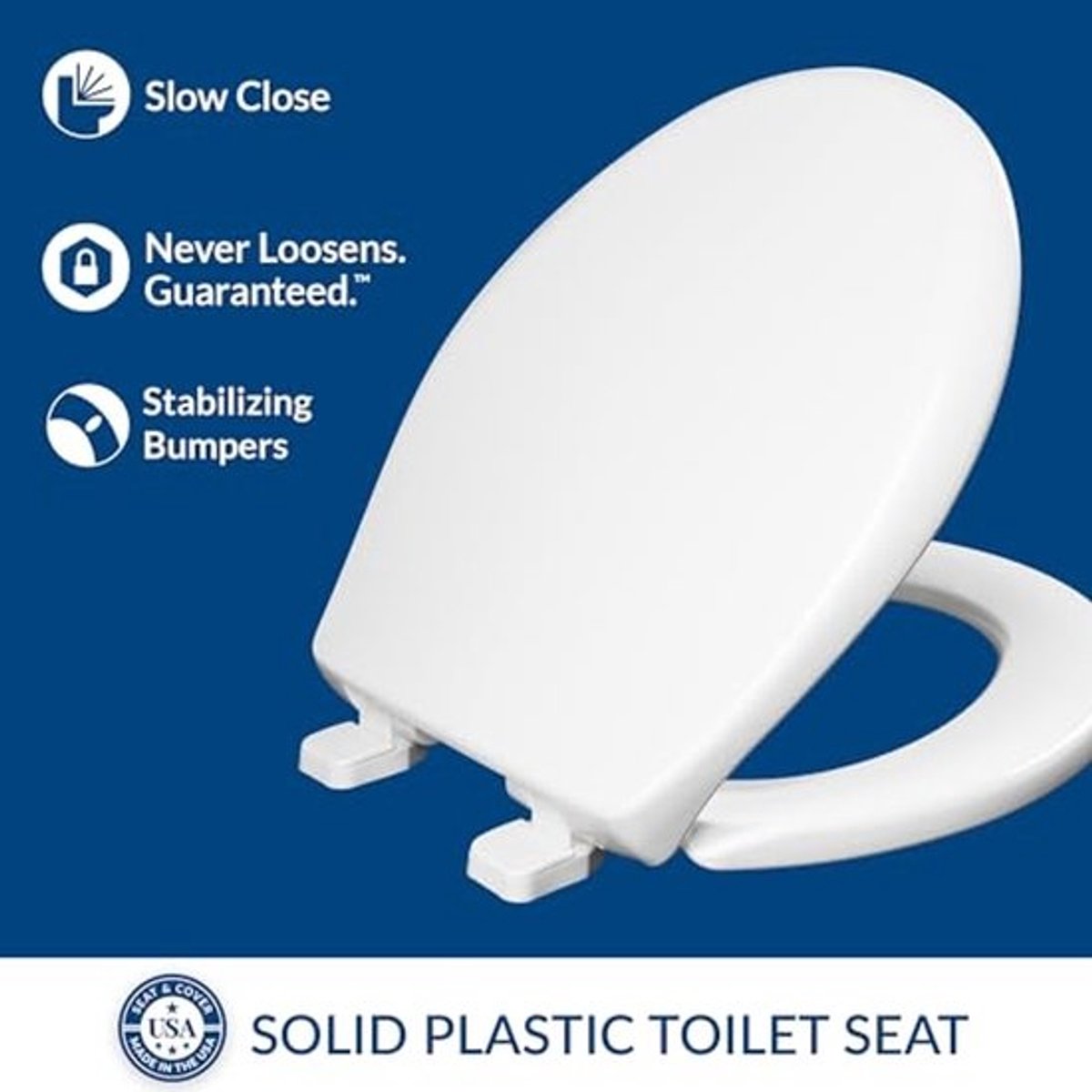 Langzaam sluitende toiletbril - Met Super Grip-bumpers - Duurzaam en rond - Eenvoudig te installeren