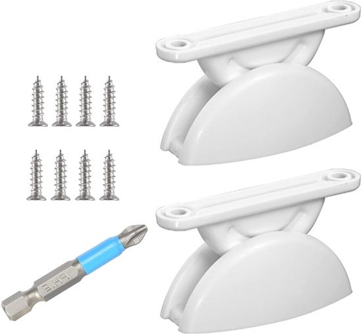 Caravan deurstopper set van 2 stuks met elektrische boor - witte accessoires voor motorhome en caravan deuren