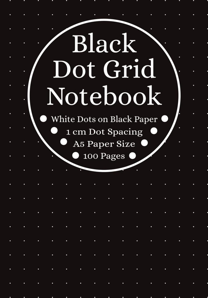 Black Dot Grid Notebook: Dotted Black Paper, A5 Paper Size, 1cm Spaced Dots, 100 Pages - ShopVlot