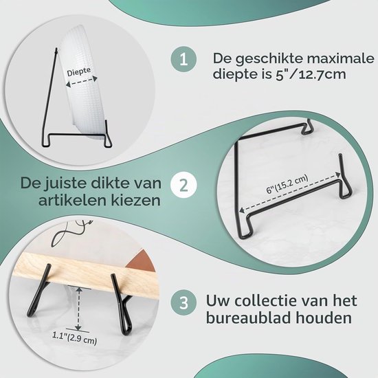 2 Stuks Presentatiesteun voor Schalen, 10 Inch Metaal Plate Houder, Ideaal voor Diepe Schalen en Foto's, Afmetingen 15.7 x 17.5 x 26cm (Geschikt voor Items < 12.7cm Diep) — afbeelding 3