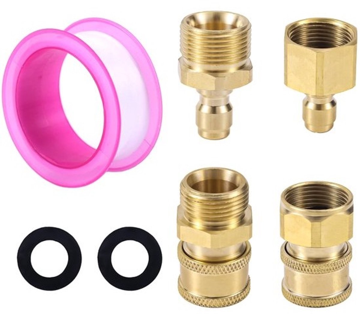 Dailygoods - Set van 4 Hogedrukreinigeradapters voor Snelkoppeling