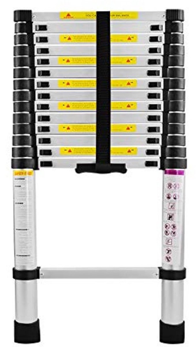 Telescopische ladder - uitklapbaar en multifunctioneel - 4,4 meter - Aluminium ladder - tot 150 kg