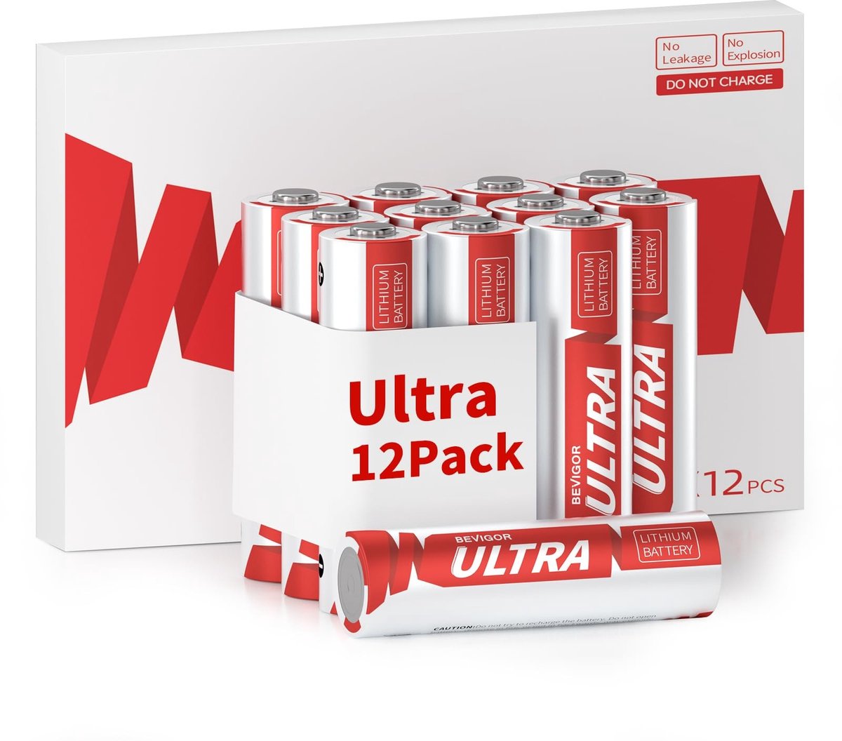 12 Stuks AA Lithium Batterijen met Hoge Capaciteit