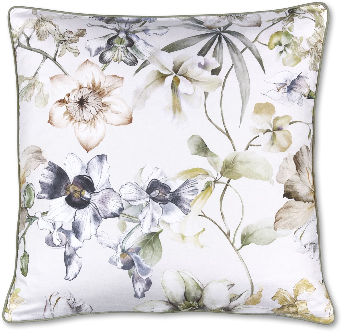 Kardol Branche Cushion Sierkussen - 50 x 50 cm cm - Grijs Groen
