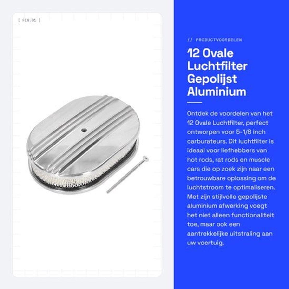 NTH products- Luchtfilter Vervanging voor 5-1/8 inch Carburateurs - Aluminium