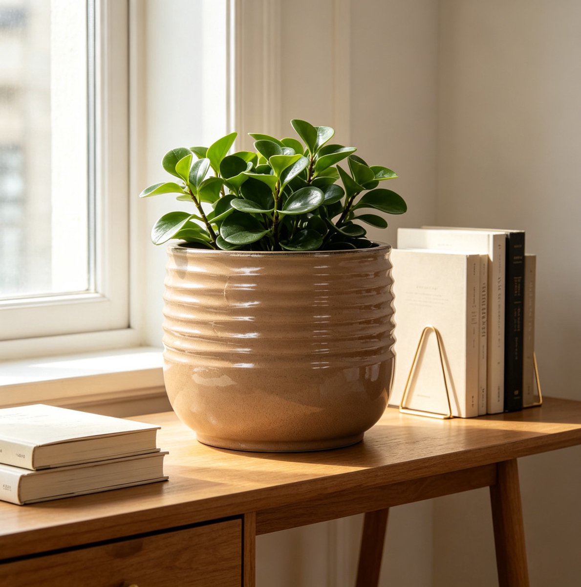 Keramische Bloempot – Handgemaakt – Ø 26 cm – Keramiek – Lichtbruin – Voor Binnen & Buiten – Vorstbestendig