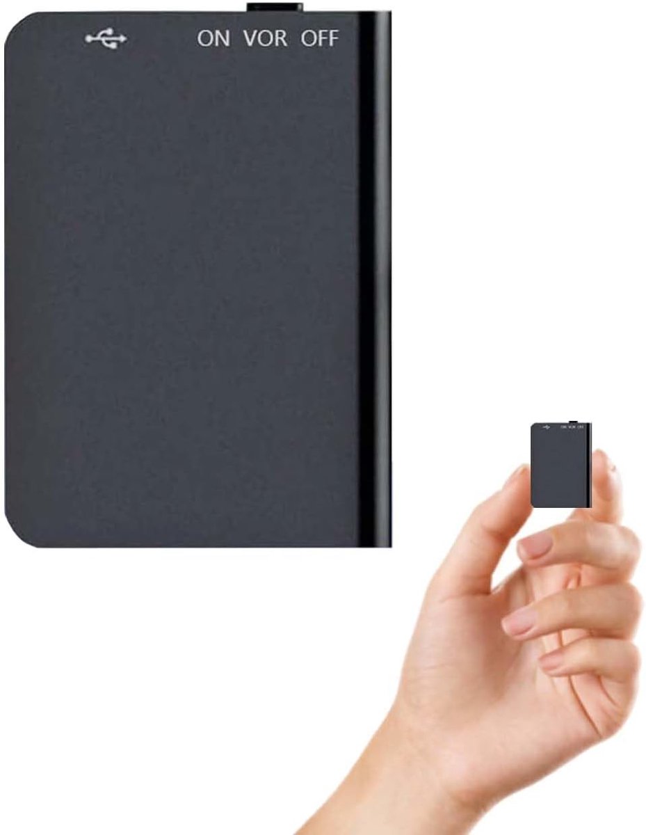 Afluisterapparaat - Zwart - 39,5 x 30,5 x 6 mm - 16 GB Oplaadbare Mini Voice Recorder - Voor Vergaderingen en Interviews