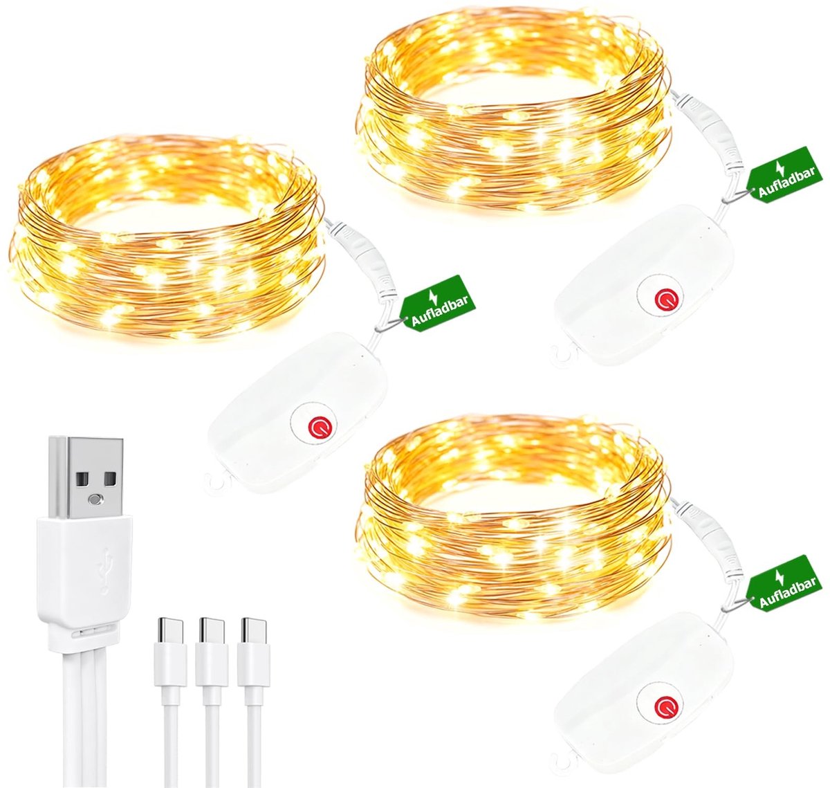 Elzusha - Batterij Aangedreven Fairy Lights - 20 LED's, waterproof met timer