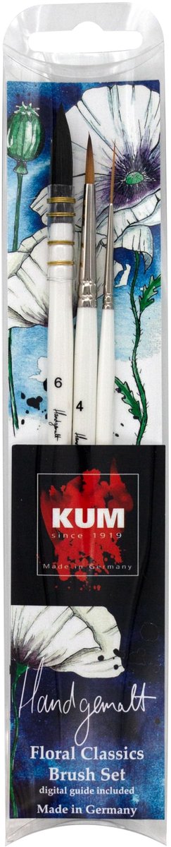 Elzusha - Set van 3 Handgeschilderde Kunstenaarskwasten