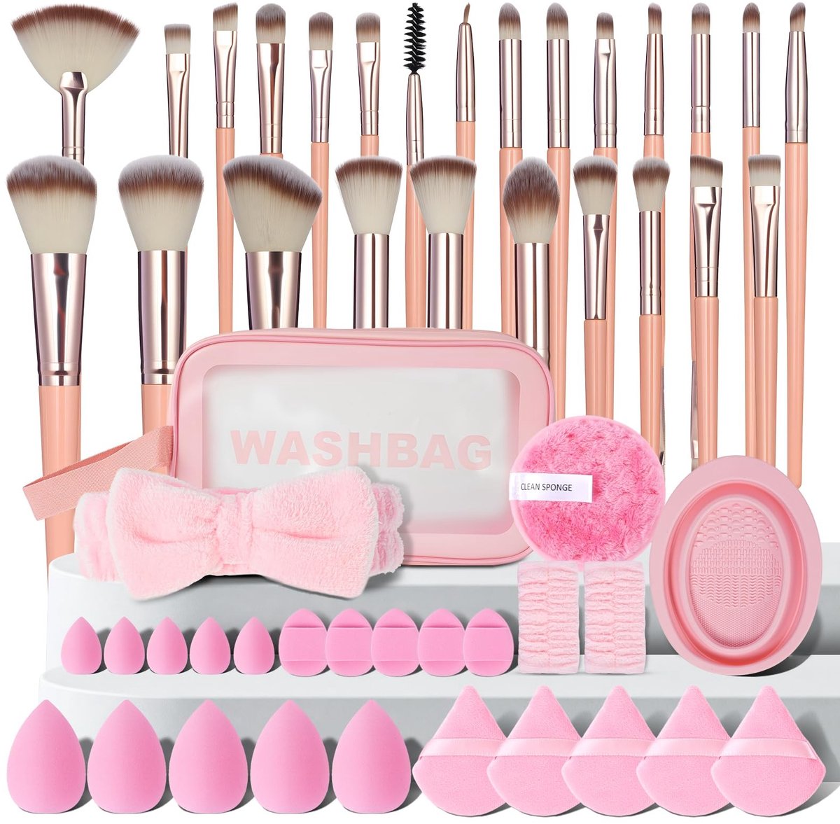 Elzusha - Professionele Make-upkwasten Set van 51 Stuks in Roze