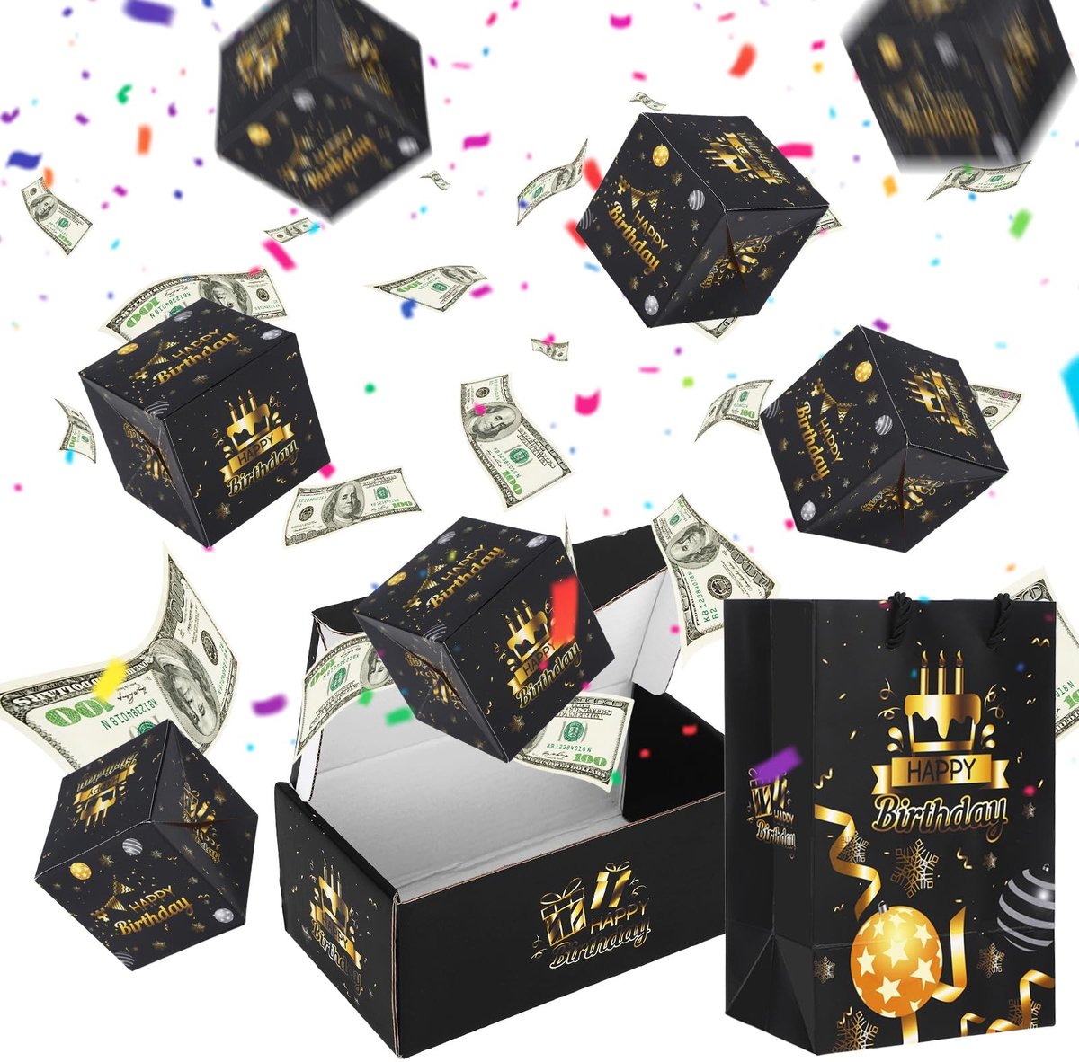 Elzusha - Verjaardagsgeschenken - Verrassingsdoos Zwart-Goud
