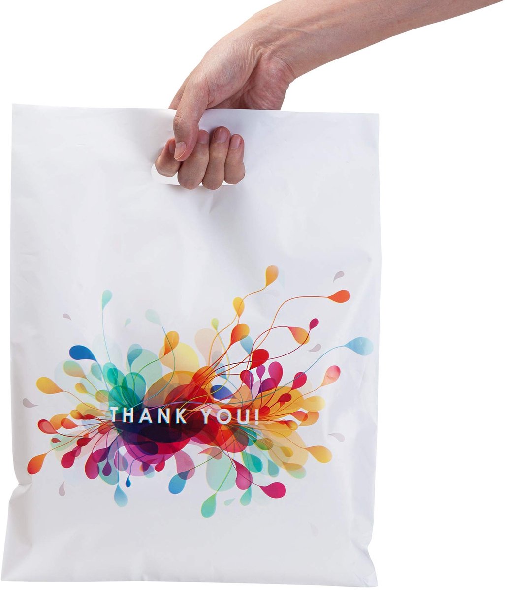 Elzusha - Set van 100 Plastic Winkel Tassen met Handvatten
