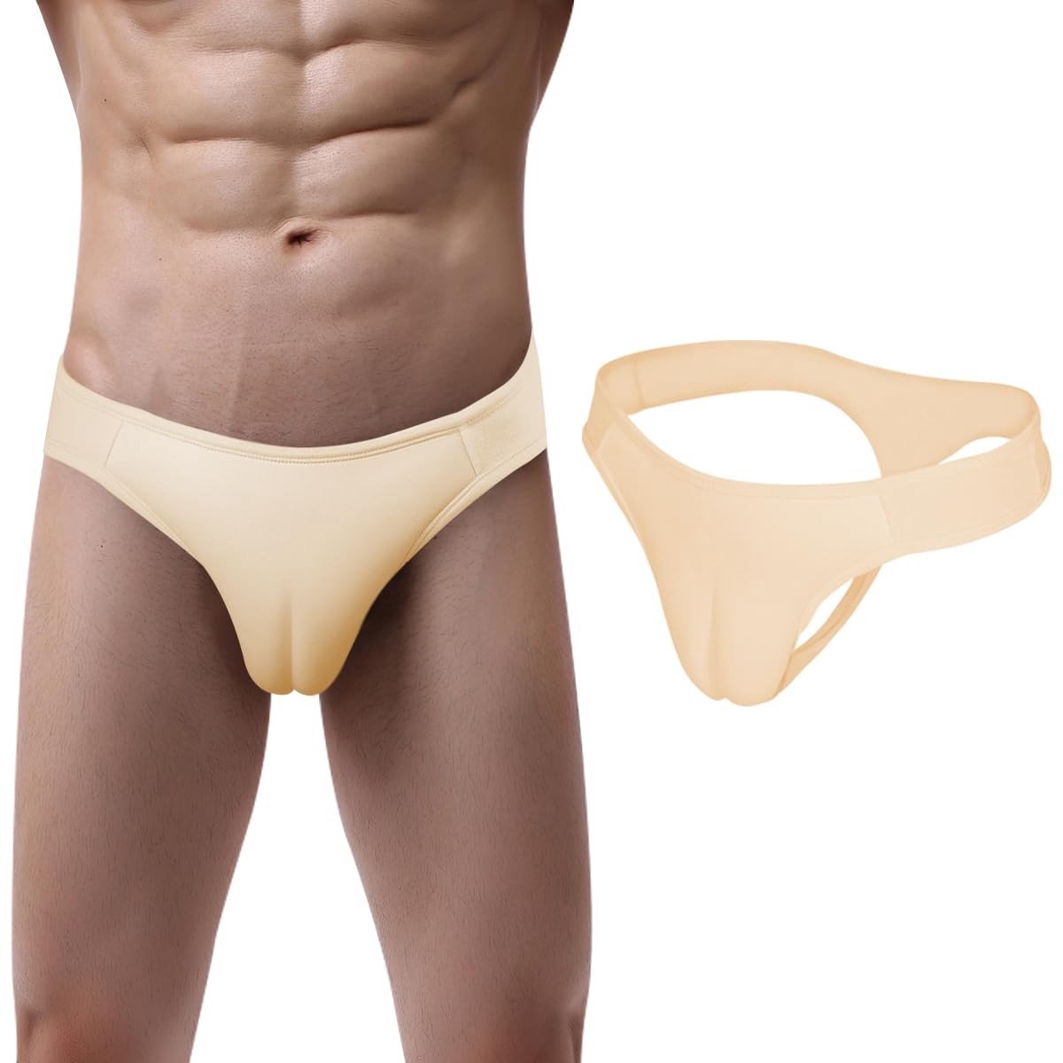 Elzusha - Heren Thong Ondergoed voor Transgender - Katoen - beige