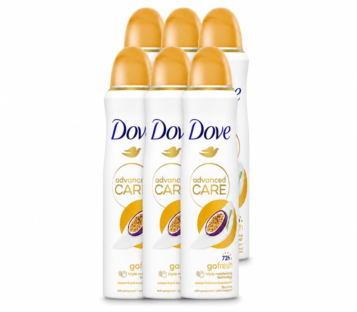 6 x Dove – Deodorant Spray – Passievrucht & Citroengras – 150 ml - Voordeelverpakking - 6 stuks