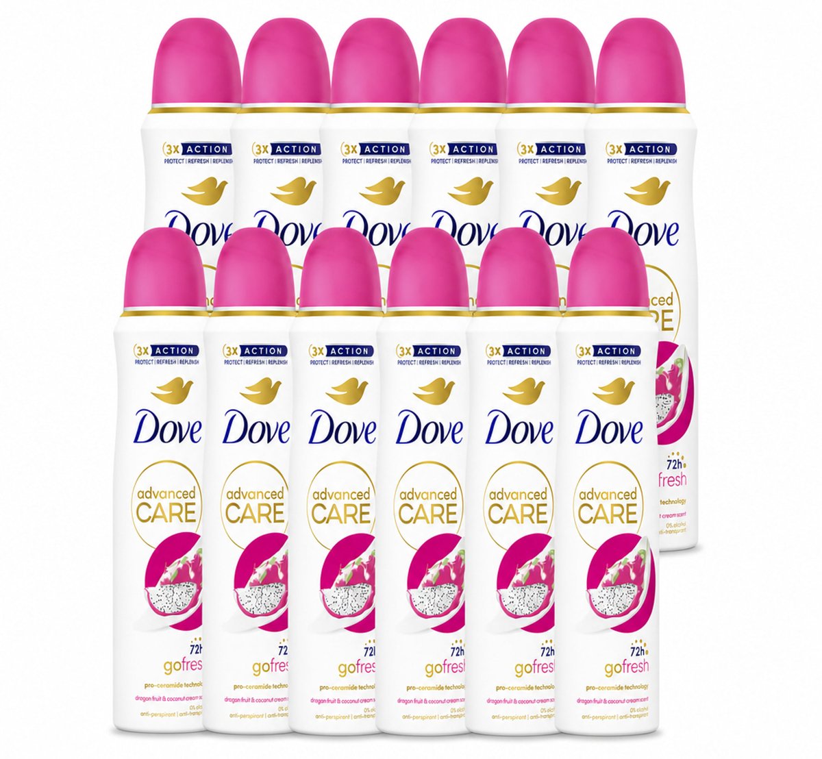12 x Dove – Deodorant Spray – Dragon Fruit & Coconut Cream – 150 ml - Voordeelverpakking - 12 stuks