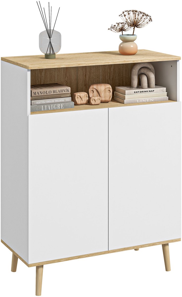 Homcom Dressoir - Hout - 80x38x102cm - Wit