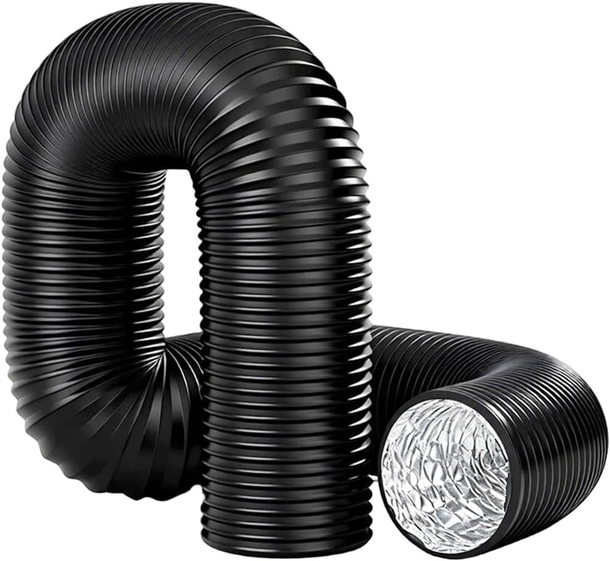 125mm Afvoerslang 3m van PVC voor Mobiele Airco, Droger, Ventilatiesysteem en Afzuigkap - Zwart