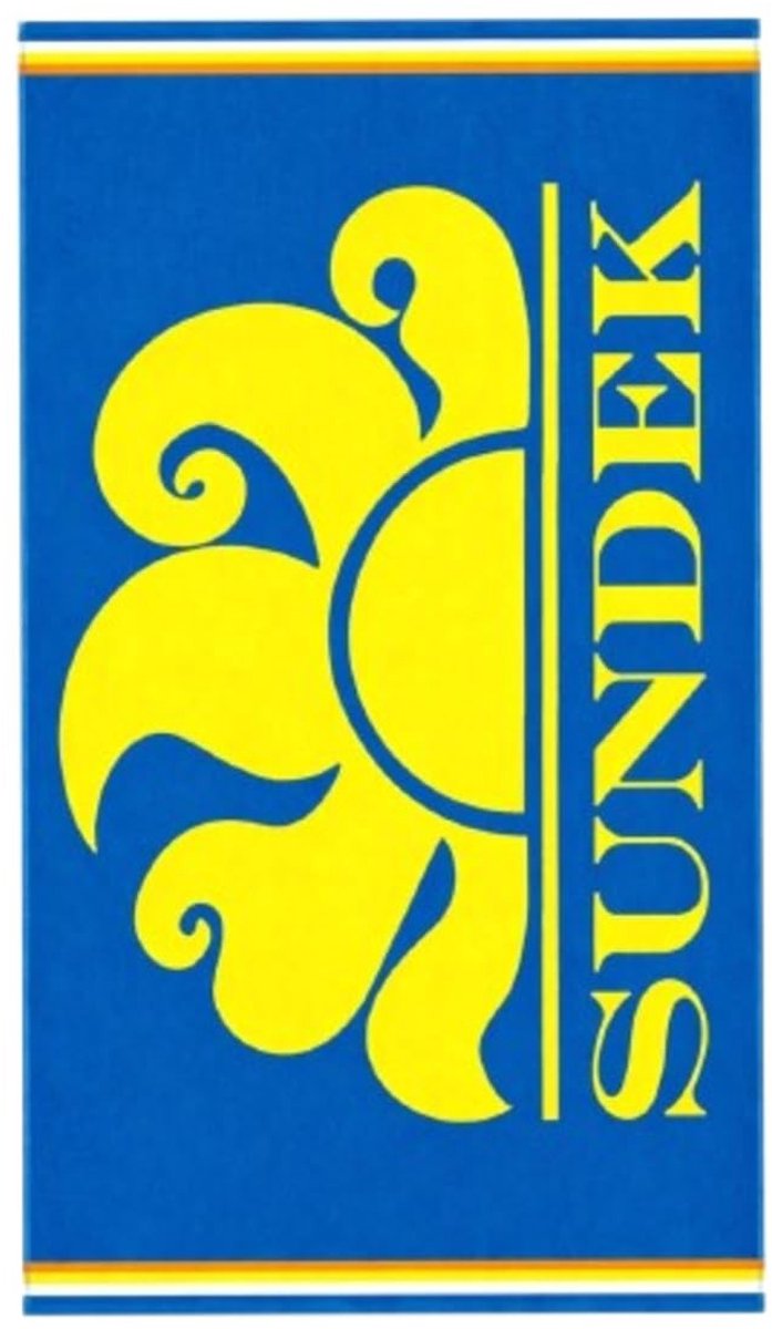 Elzusha - Strandhanddoek - Blauw met gele logo-print