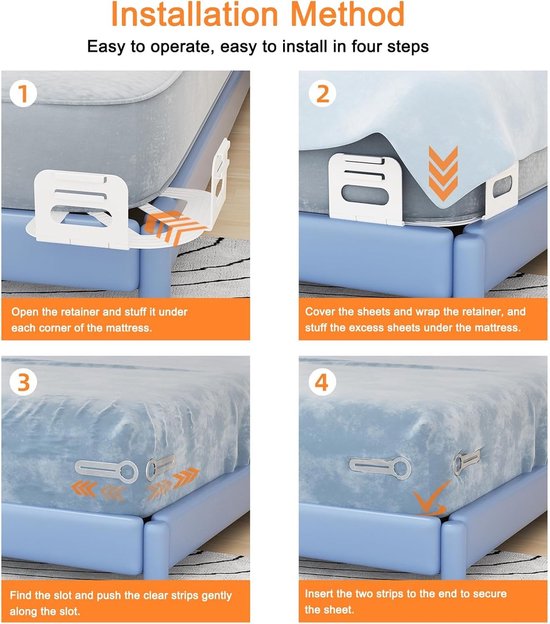 Beddengoedhouderset - Wit - 4 stuks - Stevige Lakensluitingen met Antislip Grip - Voor Matrassen — afbeelding 5