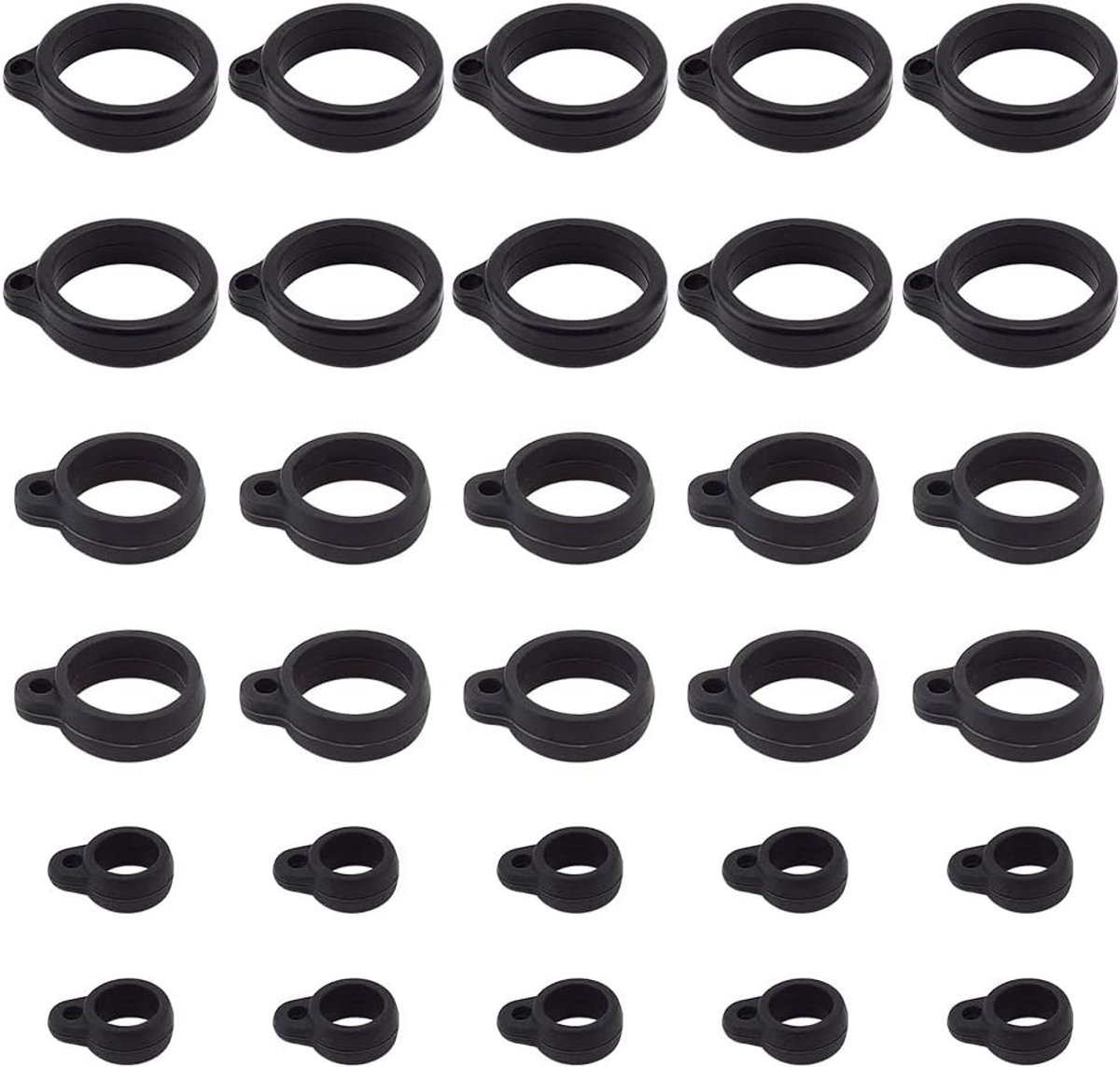 30 Stuks Antiverlies Siliconen Rubber Ringen in 3 Maten voor Sleutelhangers en Pennen - Verstelbare Bescherming en Houder voor Kantoorgebruik