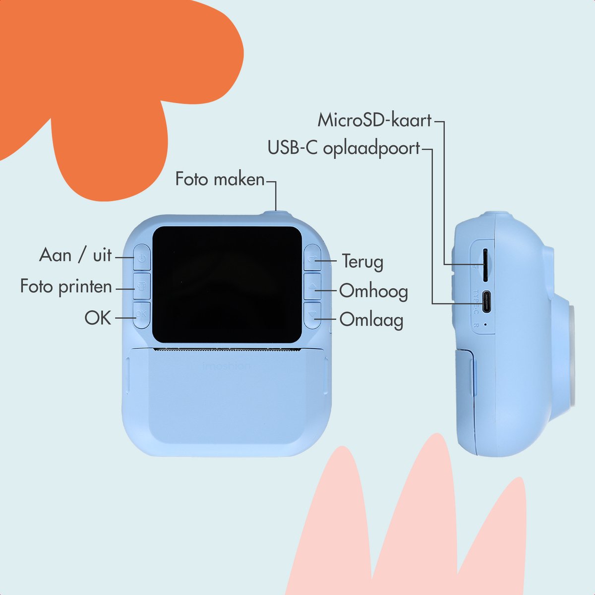 imoshion Kids Camera met Fotoprinter met 10-pack Printpapier - Blauw — cadeau in Spellen & Speelgoed - foto 6