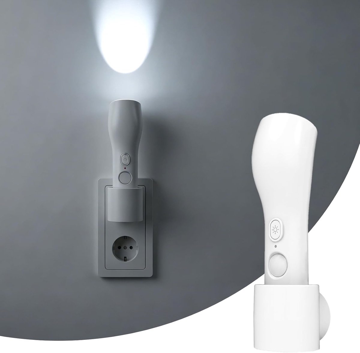 Deze 4-in-1 noodverlichting is bedoeld Geschikt voor stroomuitval in huis. Hij is Geschikt voorzien van een wit nachtlampje met bewegingssensor, een oplaadbare zaklamp Geschikt voor wandmontage en een automatische inschakelfunctie.