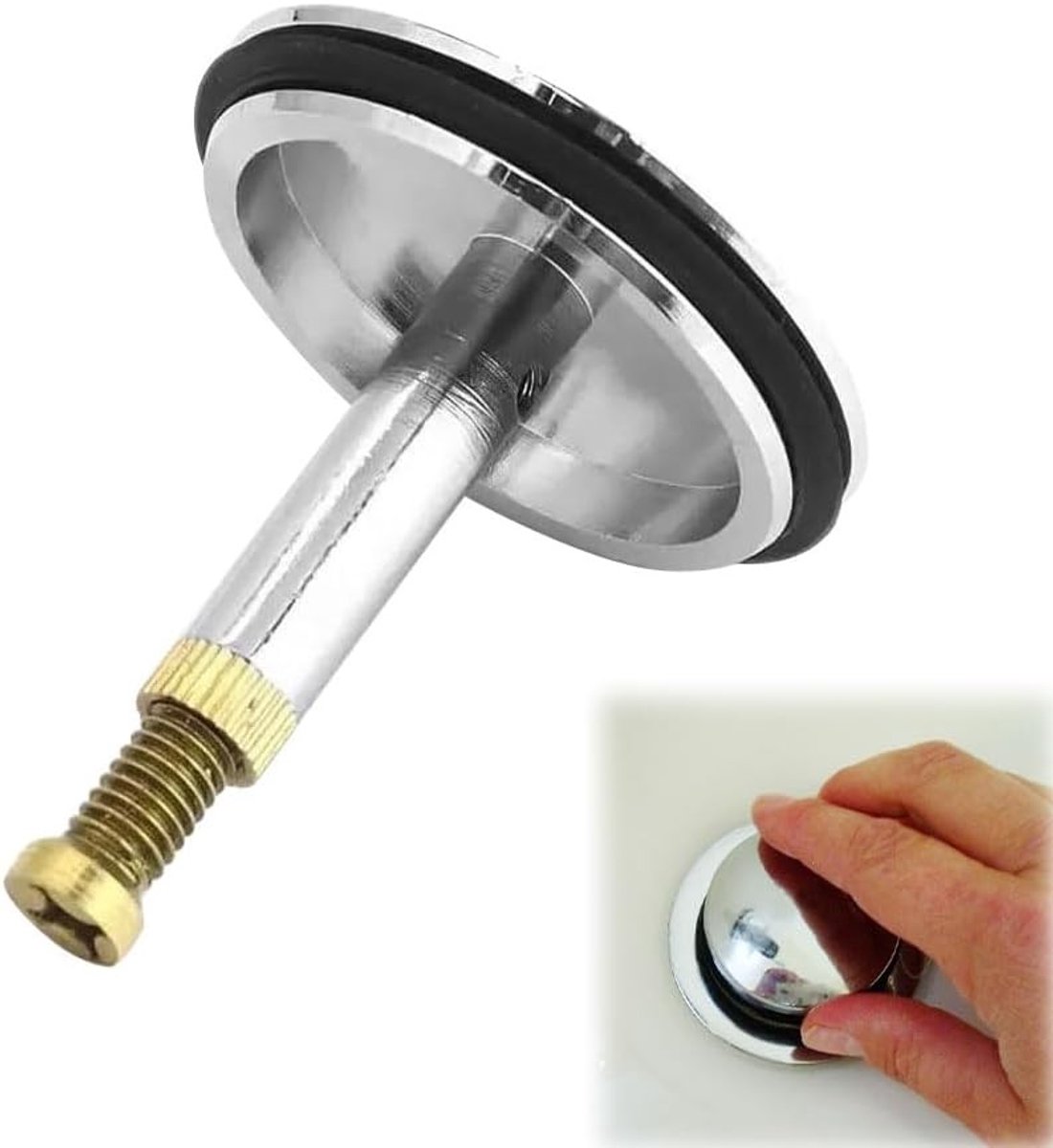 Verstelbare Badplug met Schroef, 43mm Pop-Up Deksel voor Bad, Duurzame Messing Chroom Badplug voor Standaard Bad in het VK