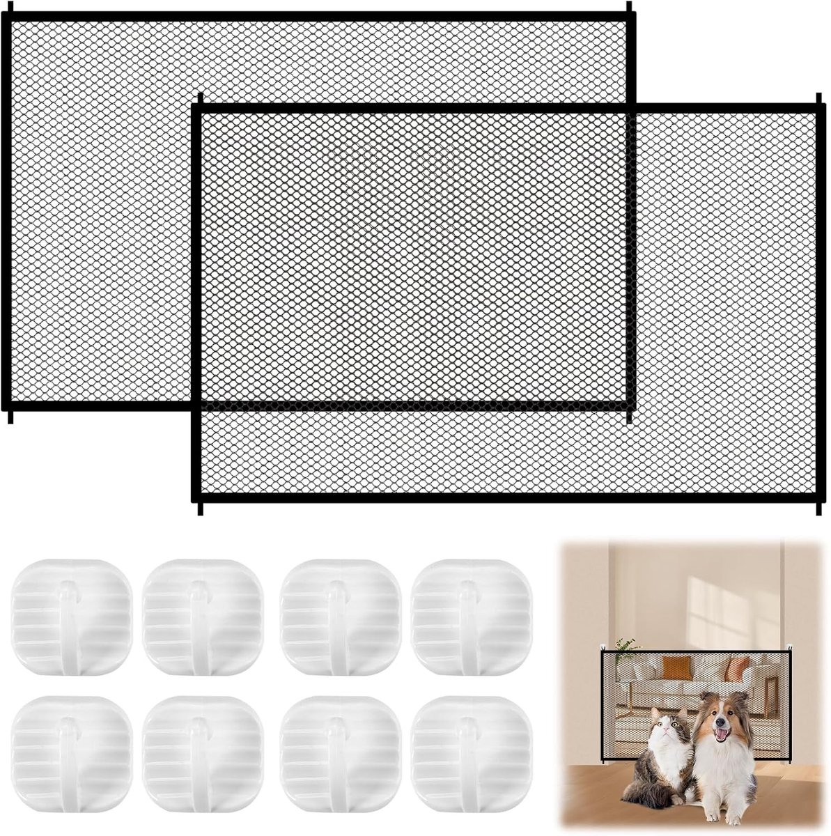Veilige Traphekje voor Katten - 2 Stuks, 110x72cm, Geen Boren Nodig, Dierenbescherming, Kindveiligheid, Verstelbaar