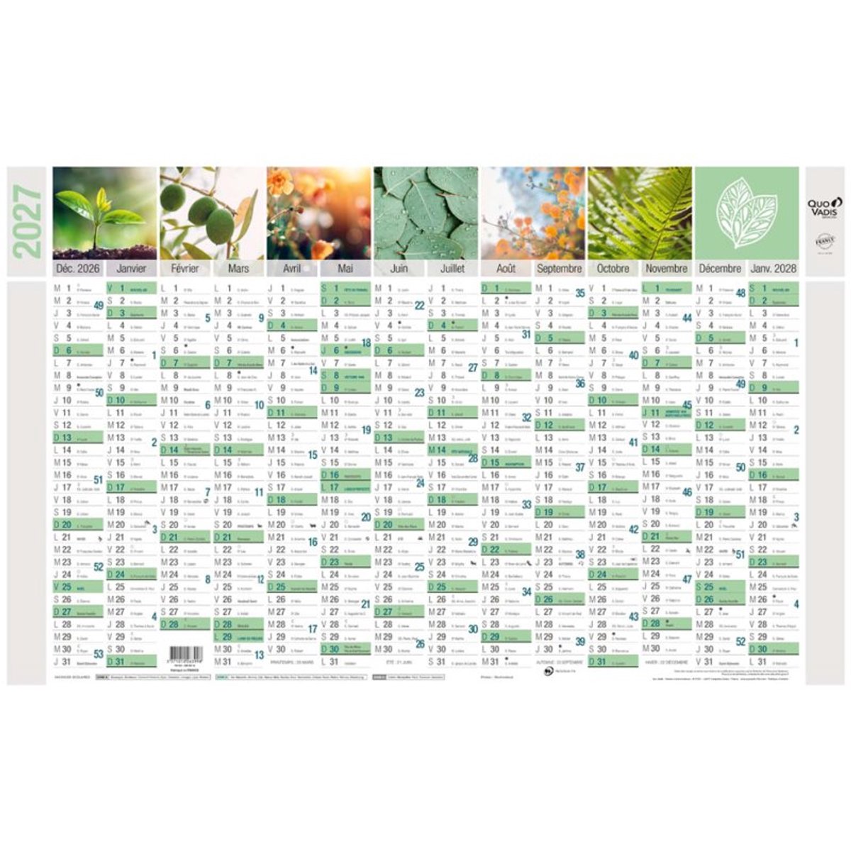 QUO VADIS wandkalender Equology, 650 x 430 mm, 14 maanden, gerecycled papier
